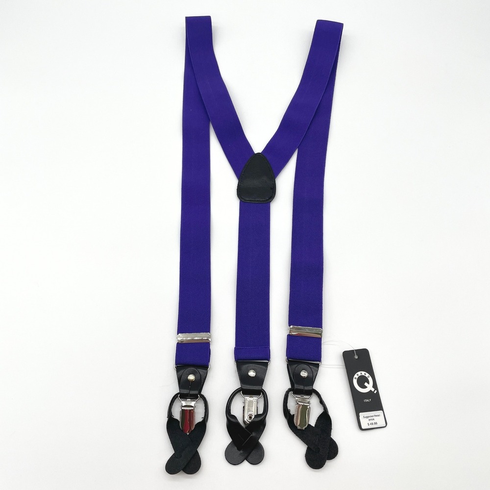 Brand‎ Q Mens Suspenders Adjustable Size Classic Y Back Formal Wedding Italy